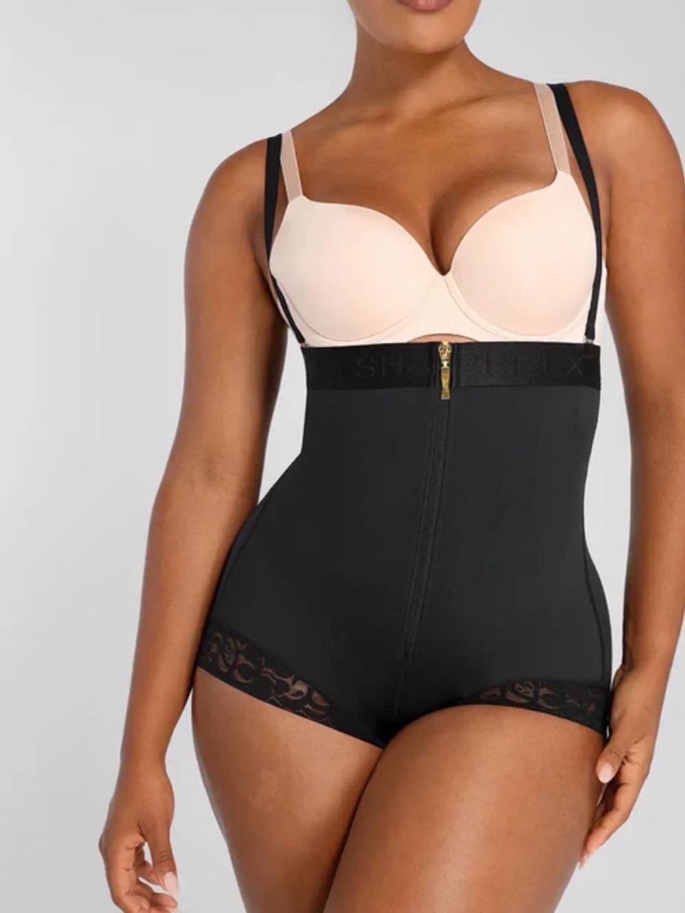 Shaperx-High-Waist Black Shapewear Open Bust Bodysuit NWT Small
